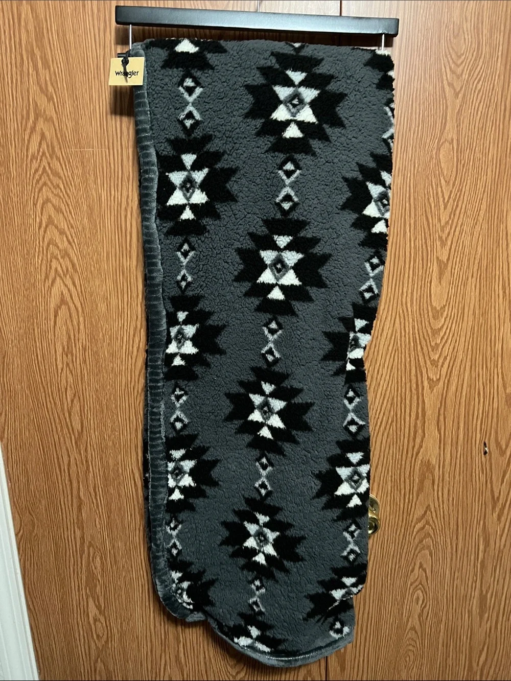 Wrangler Black, Gray & White Southwestern Plush Throw
